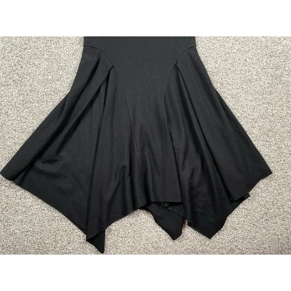 Helmut Lang Black Asymmetrical Geometric Lace Wool Dress With Shoulder Pads Sz S - Picture 4 of 11